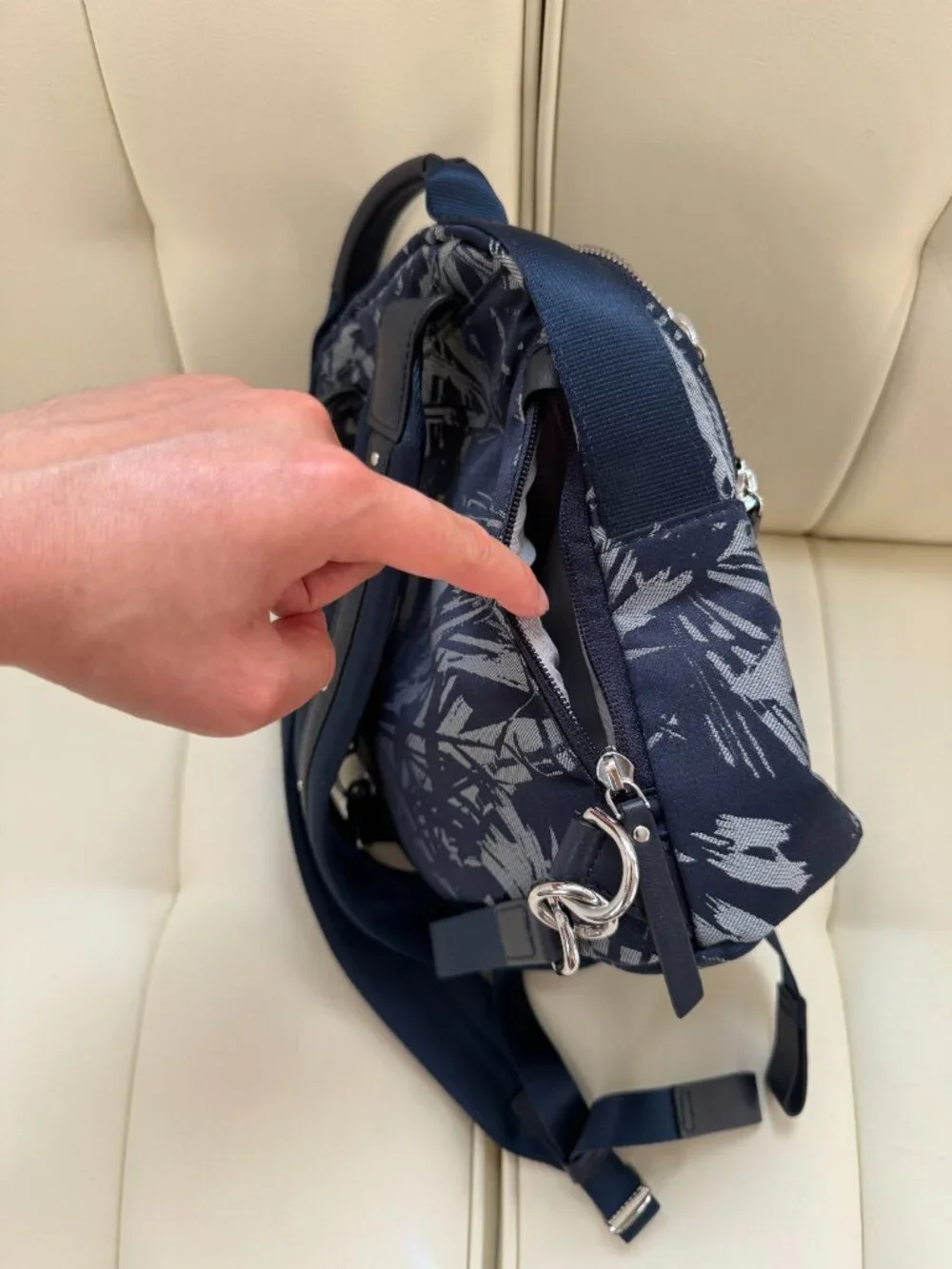 Tumi small Whitney backpack abstract navy blue gray travel mini limited edition